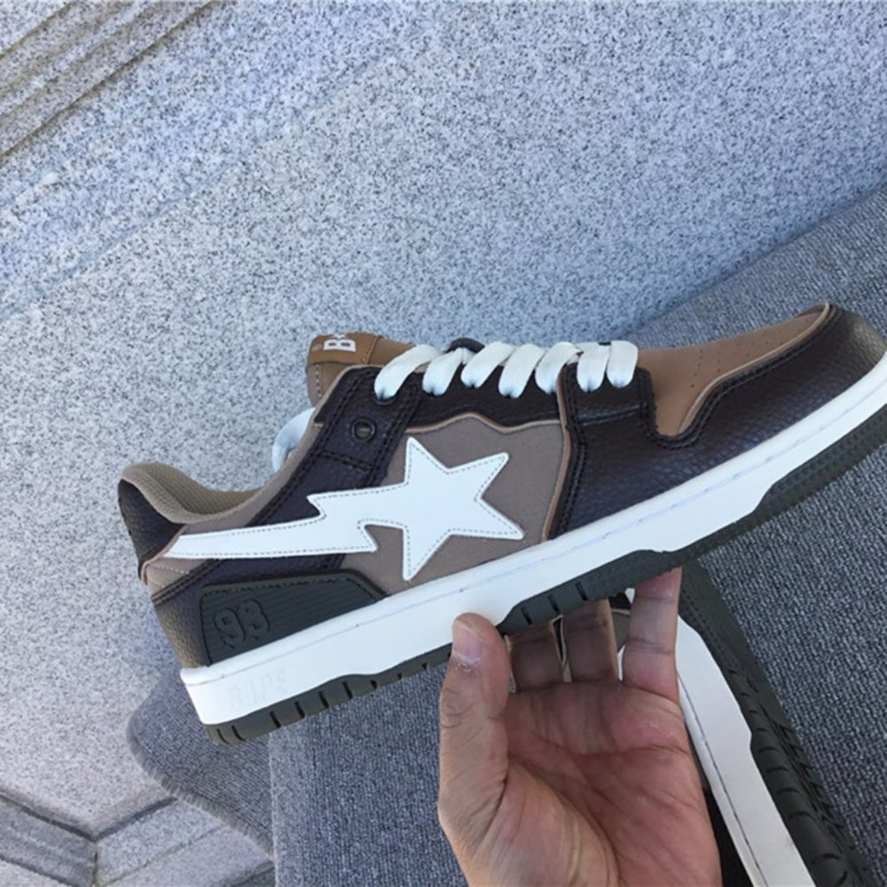 A Bathing Ape Bape SK8 Sta Brown Ivory Sneakers - Picture 4 of 10